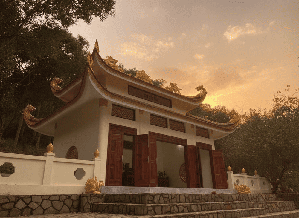 Dinh Tiền Hiền nằm trên sườn núi phía tả ngạn sông Hầm Hô